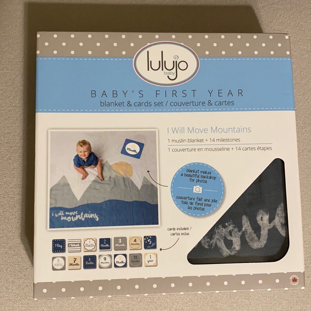Lulujo Baby - Baby’s first year blanket and cards set “I will move mountains”
